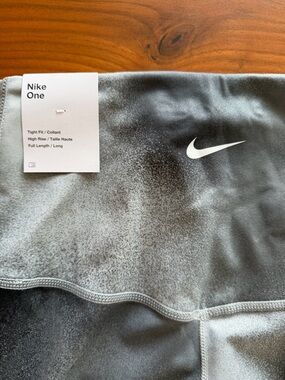 Nike Gray Full-Length High-Rise Leggings with White Swoosh